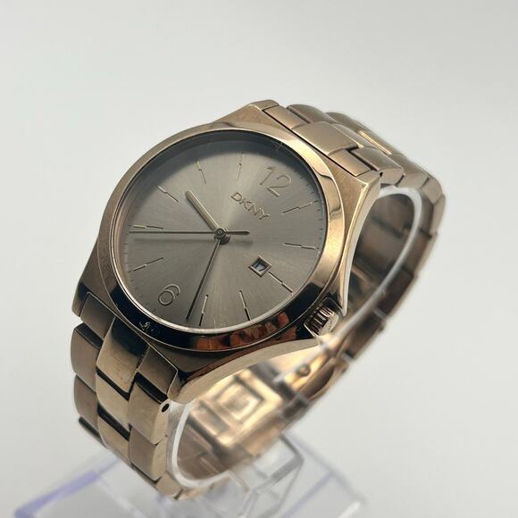 DKNY Champagne Stainless Steel Women’s Watch Working 34mm - Picture 1 of 7